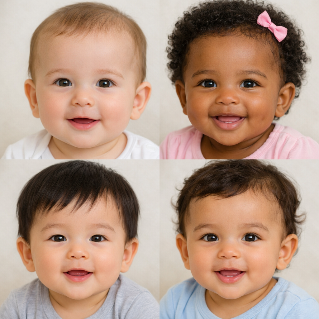 Four infant faces